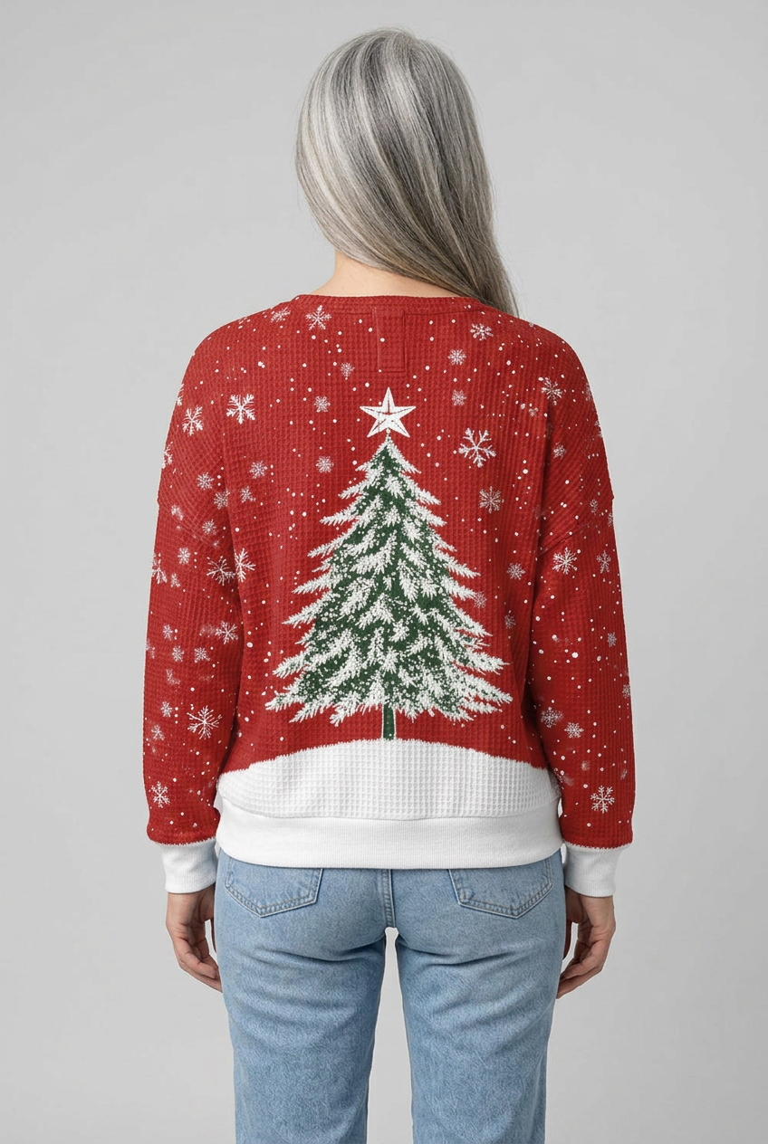 Women's Waffle Jumper | Christmas Sweater & Button Neck