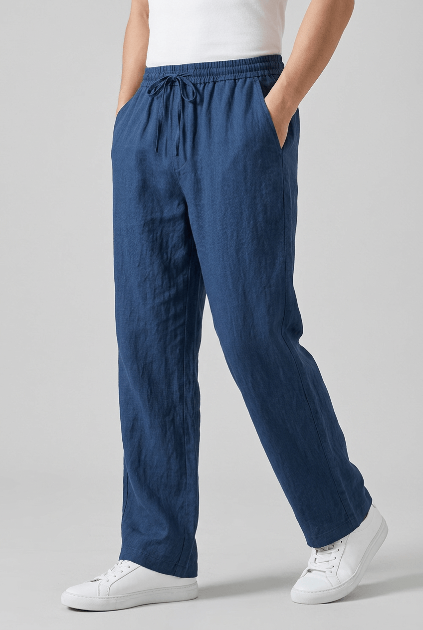 Men's Relaxed Fit Trousers | Elasticated Drawstring Waist & Side Pockets