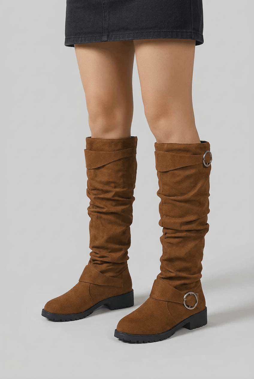 Women's Slouch Knee-High Boots | Buckle Detail