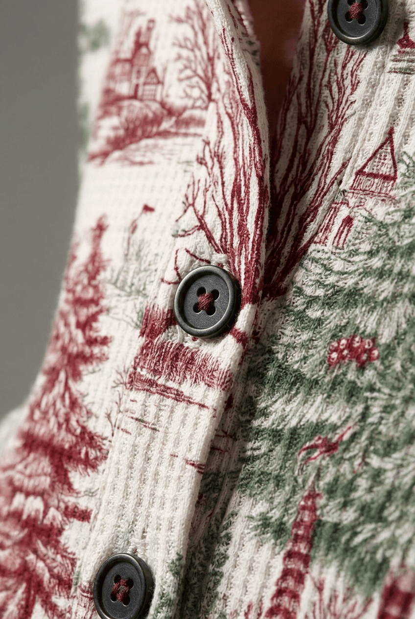 Women's Christmas Waffle Knit Jumper | Button Placket