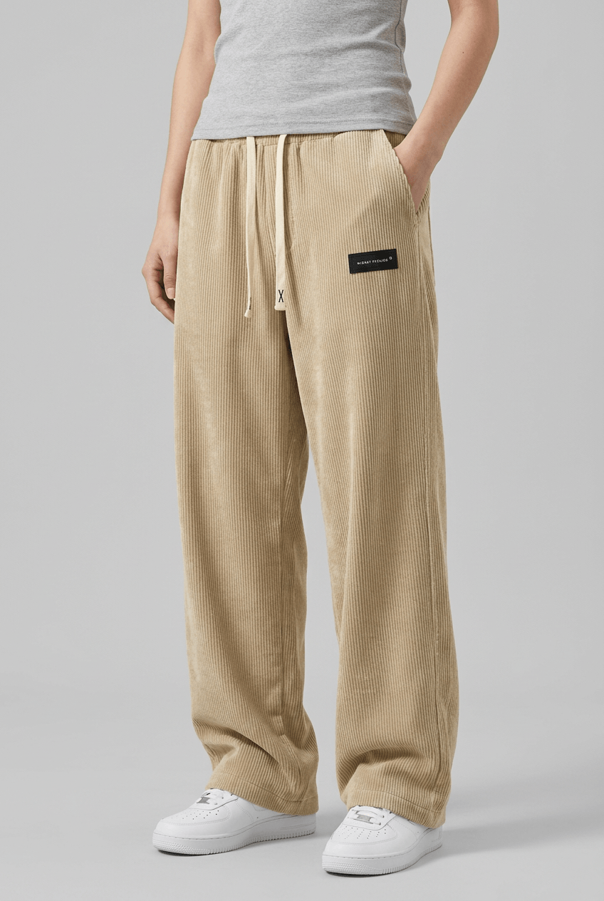 Men's Corduroy Wide Leg Trousers | Drawstring Waist
