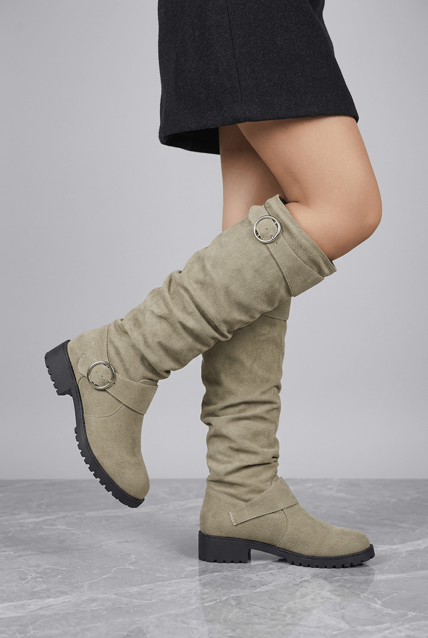 Women's Slouch Knee-High Boots | Buckle Detail