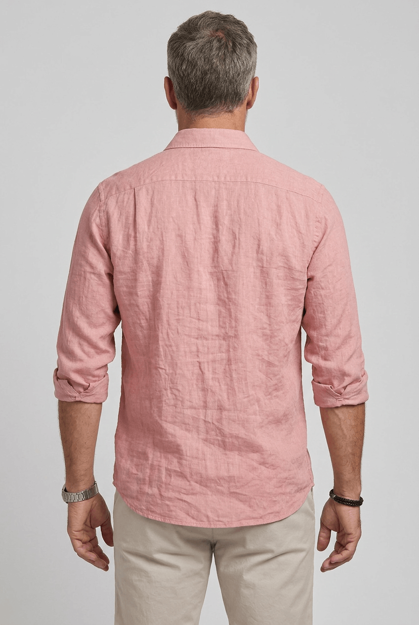 Men's Long Sleeve Button-Up Shirt | Textured Woven Fabric