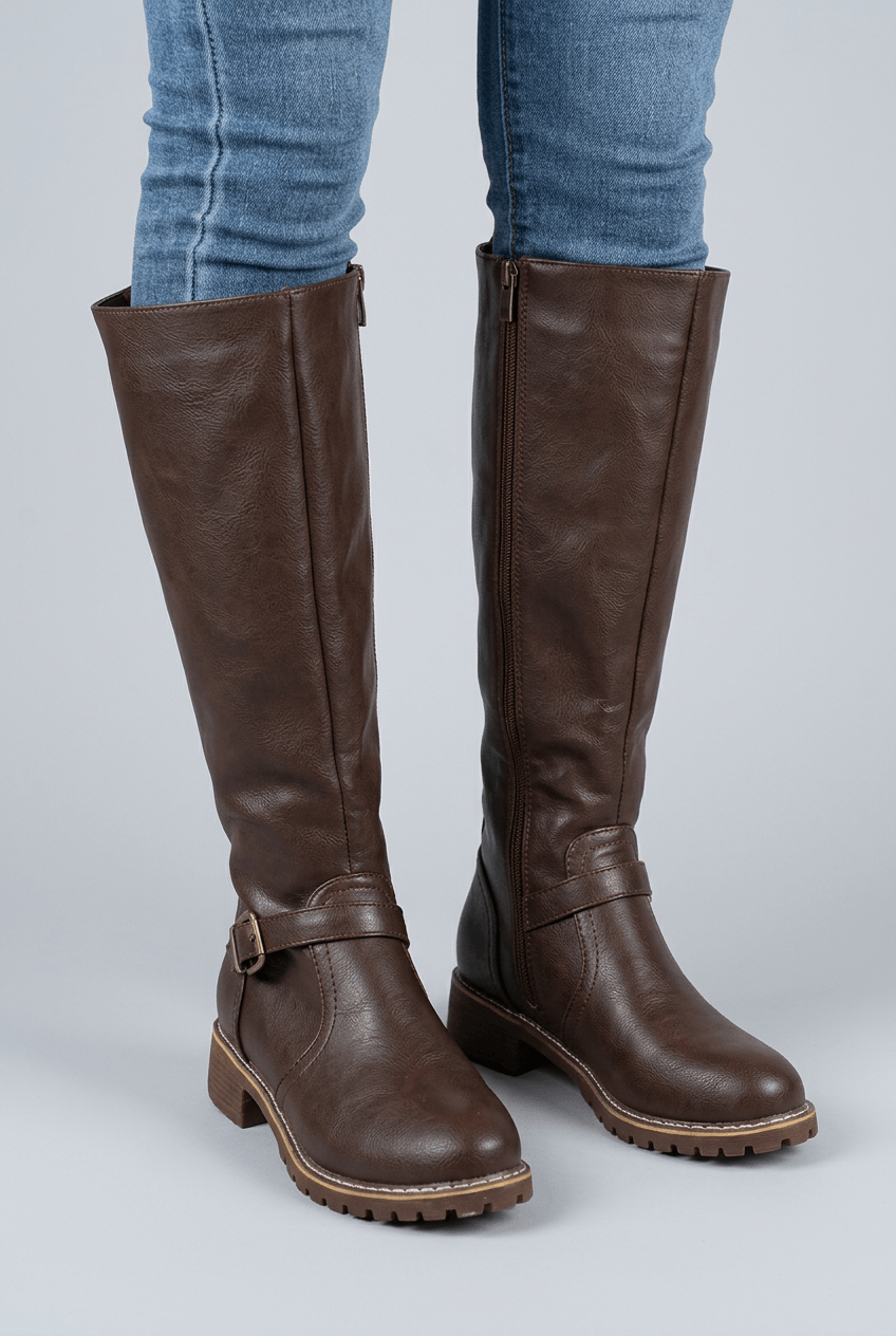 Women's Knee-High Riding Boots | Buckle Strap