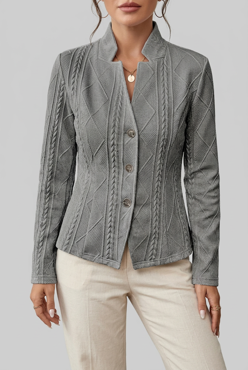 Women's Cardigan | Stand Collar & Button Front