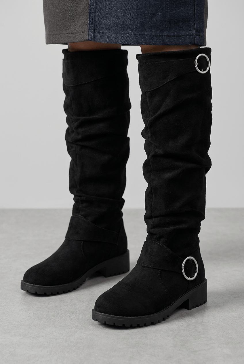 Women's Slouch Knee-High Boots | Buckle Detail