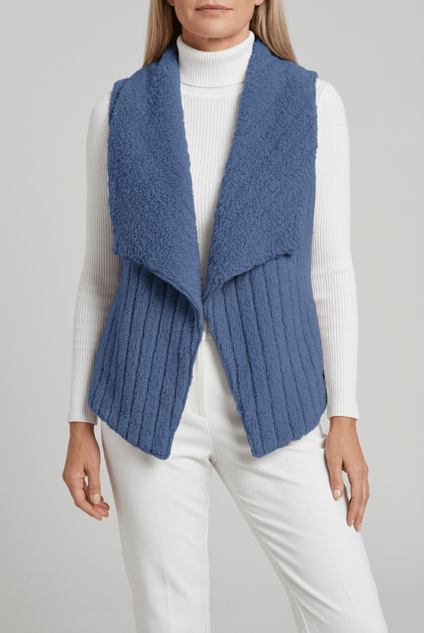 Women's Faux Fur Gilet | Waterfall Collar & Open Front