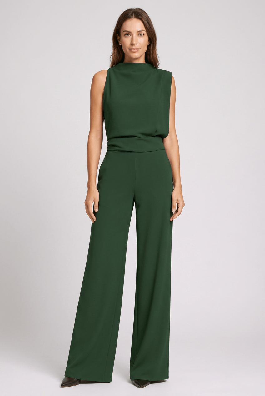 Jumpsuit Women | Sleeveless Wide Leg, Mock Neck & Side Pockets
