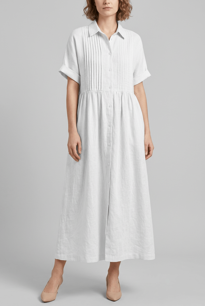 Women's Maxi Shirt Dress | Short Sleeves & Button Front