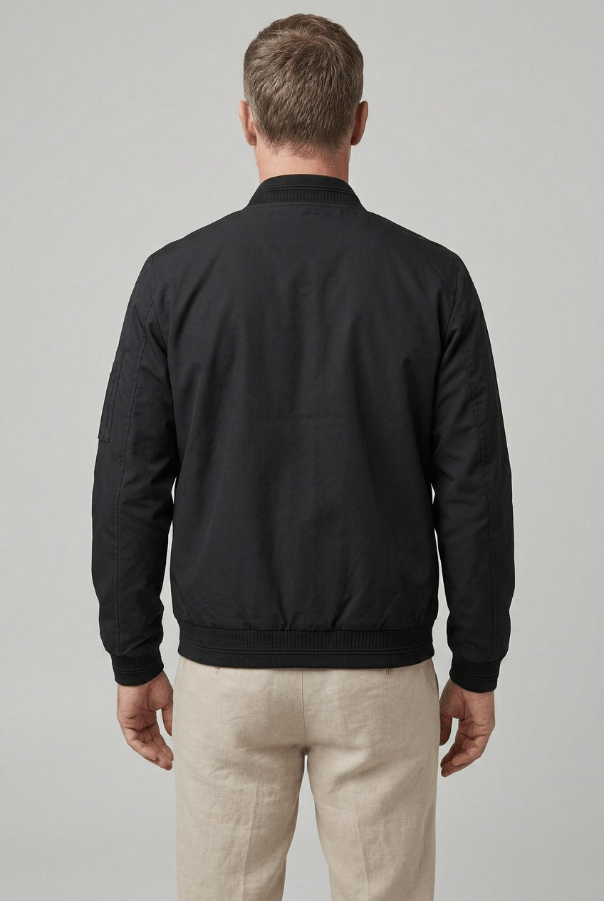 Men's Slim Fit Bomber Jacket | Full Zip & Ribbed Collar