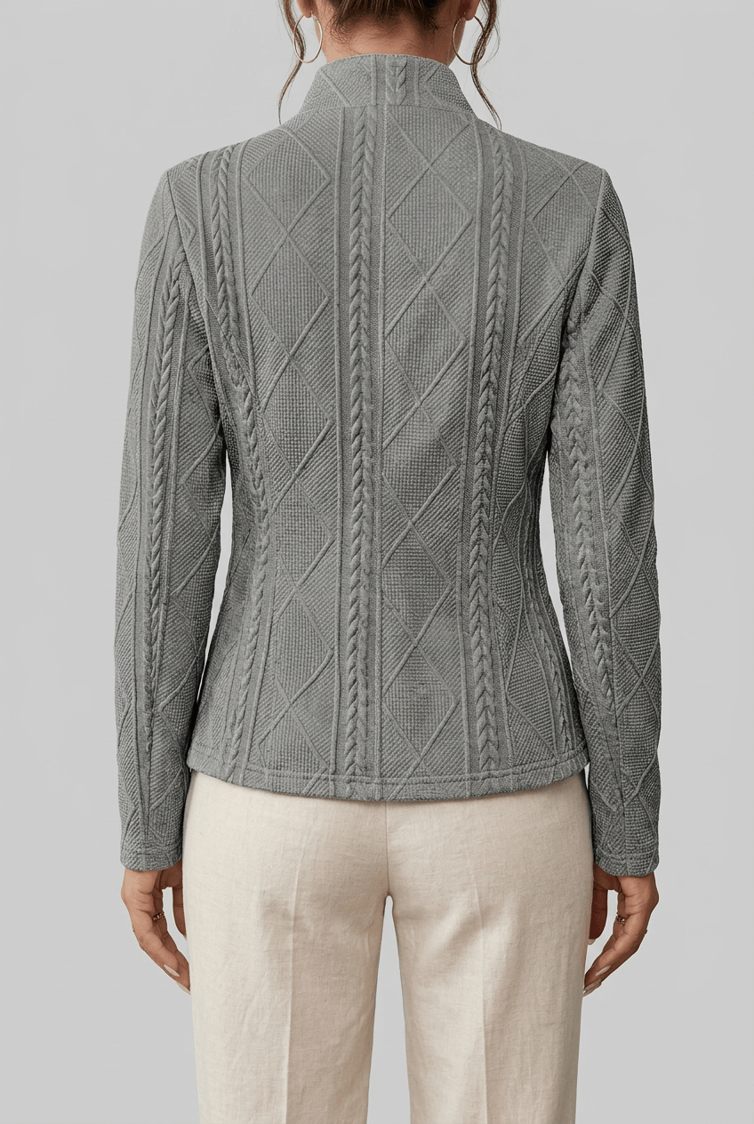 Women's Cardigan | Stand Collar & Button Front