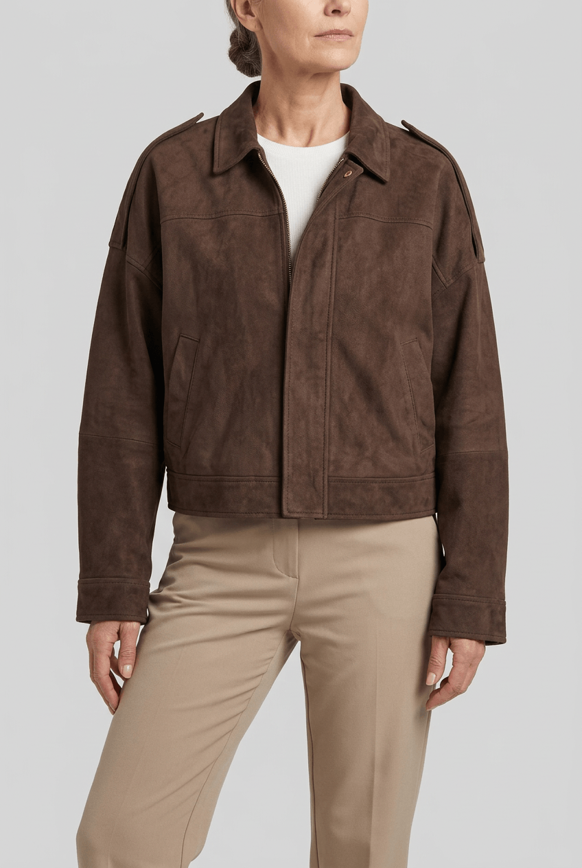 Women's Cropped Jacket | Spread Collar & Welt Pockets