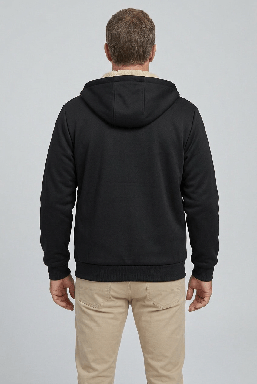 Men's Zip-Up Hoodie | Sherpa Lining & Drawstring Hood