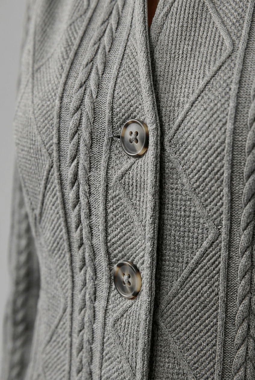 Women's Cardigan | Stand Collar & Button Front