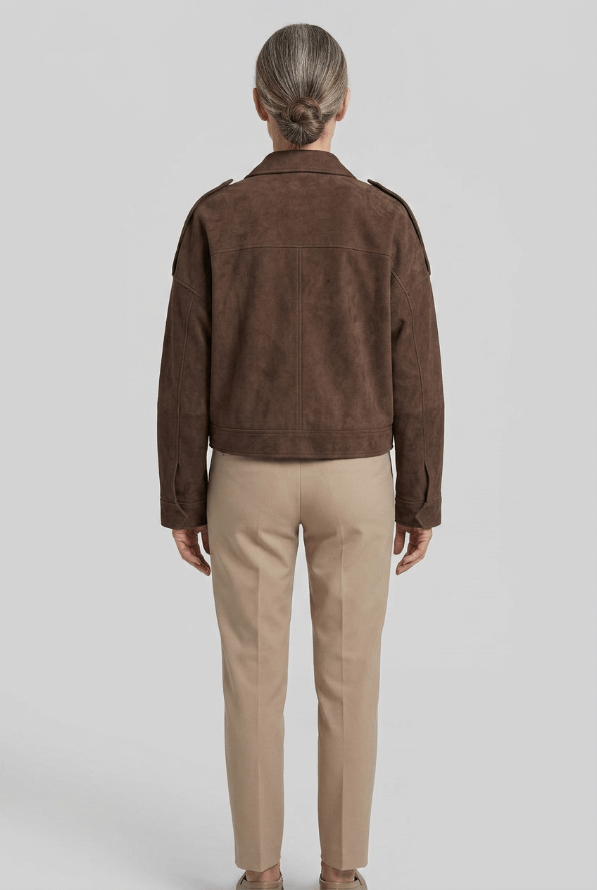 Women's Cropped Jacket | Spread Collar & Welt Pockets
