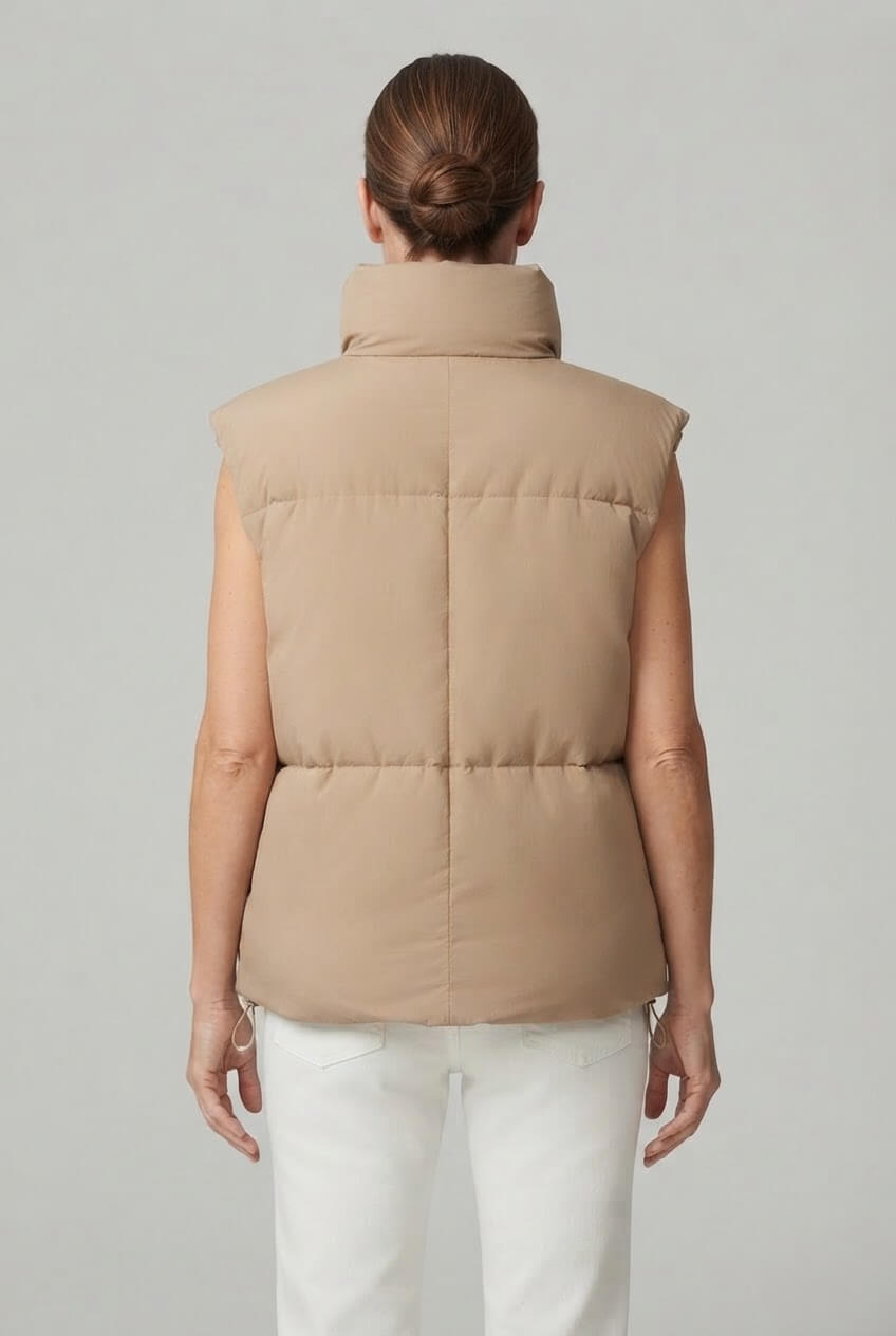 Women's Sleeveless Puffer Vest | Quilted High Collar & Zip Front