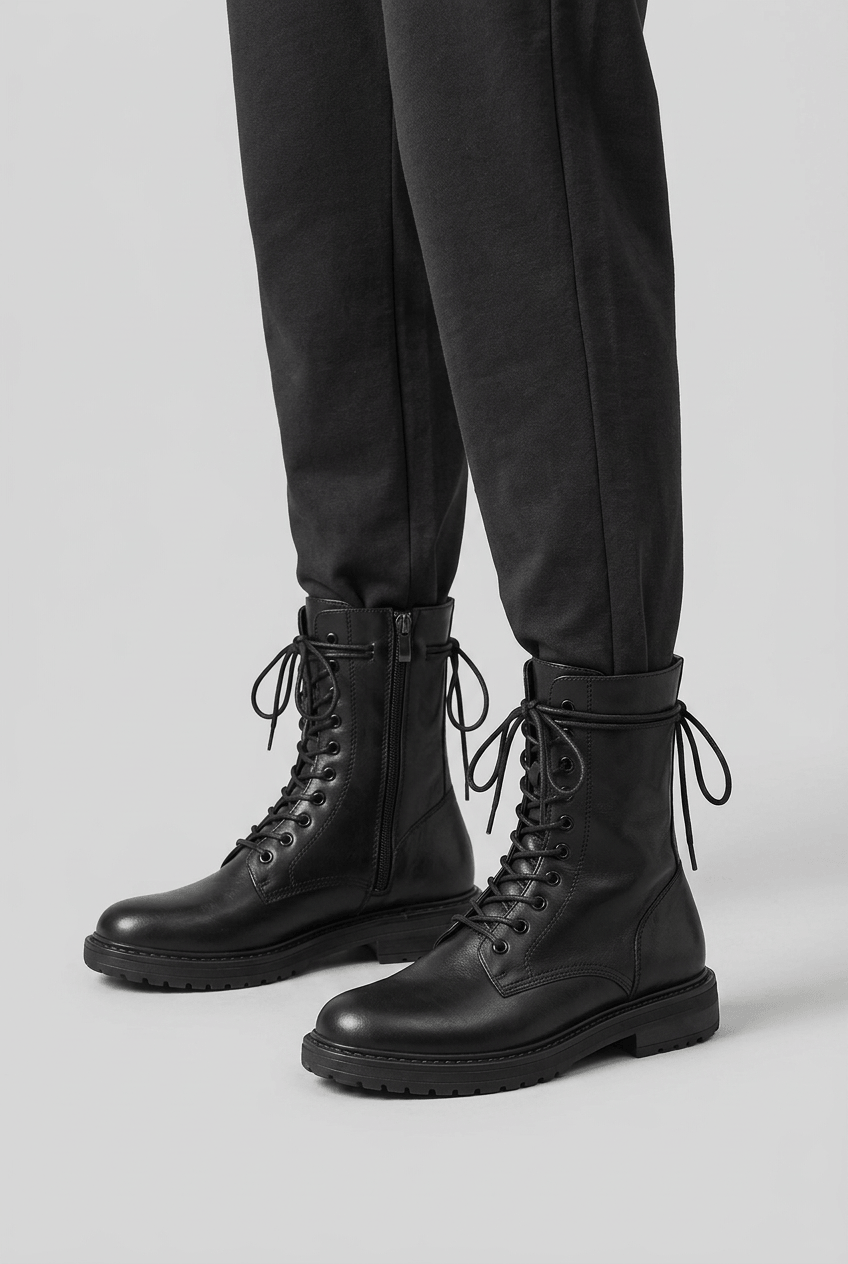 Women's Lace-Up Boots | Side Zip & Chunky Sole