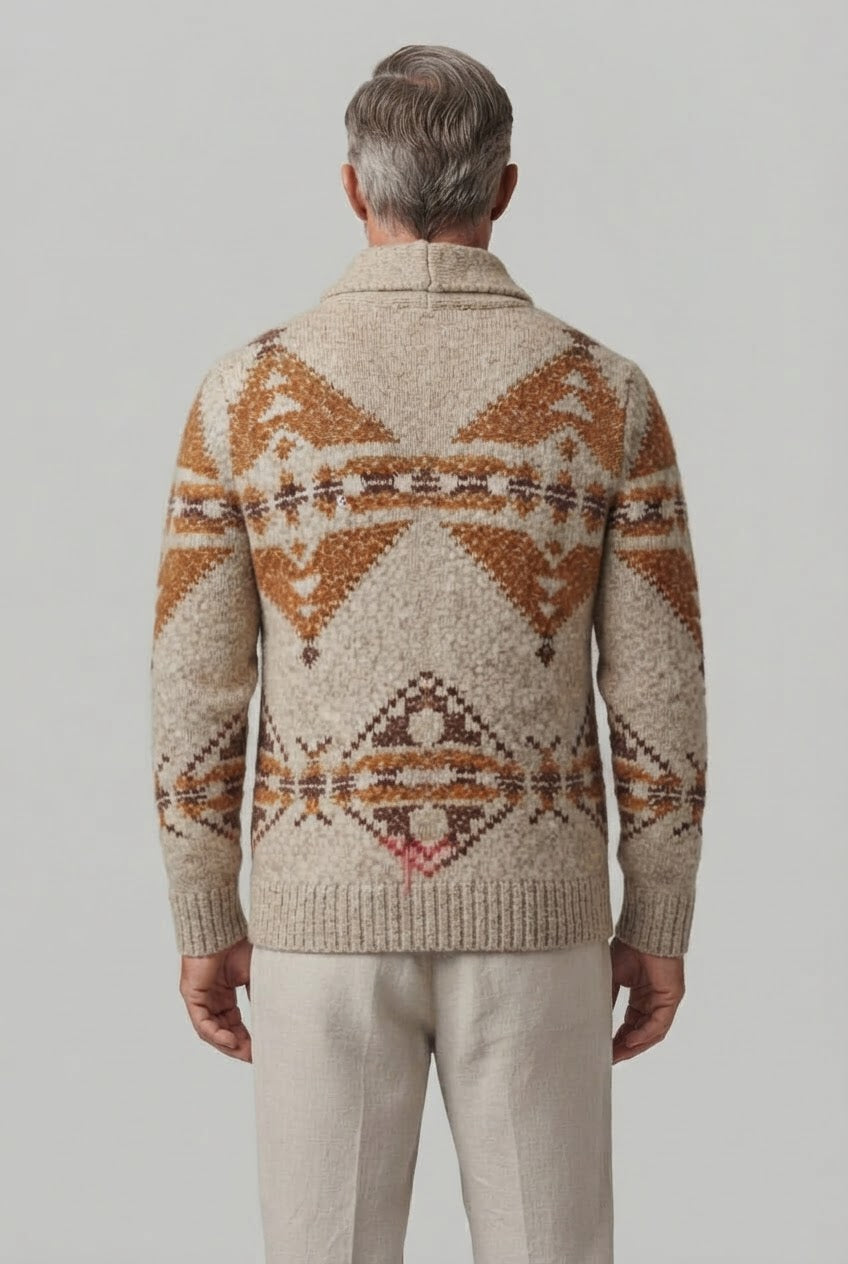 Cardigan for Men | Aztec Pattern & Shawl Collar