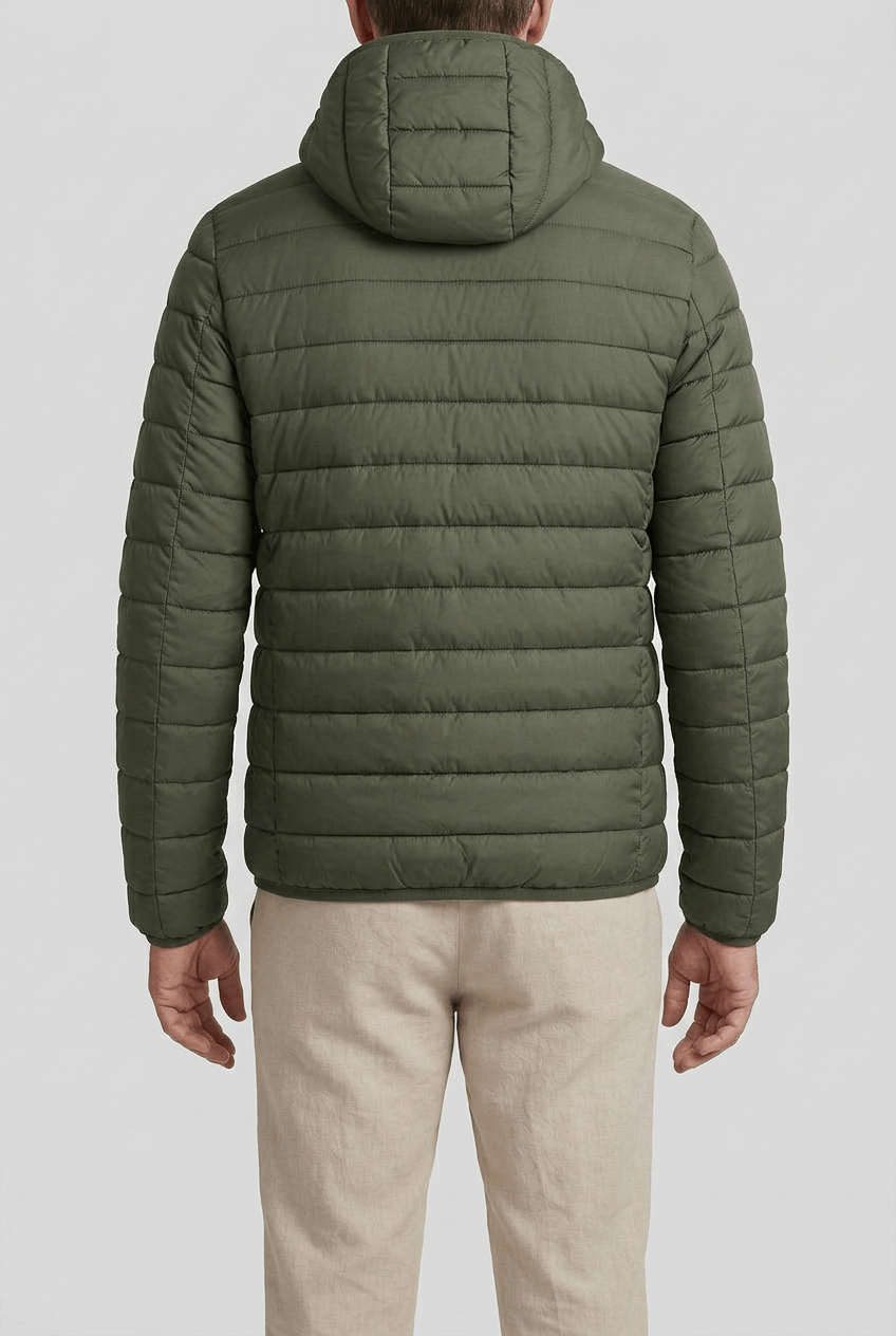 Men's Hooded Puffer Jacket | Quilted Stitch Detail