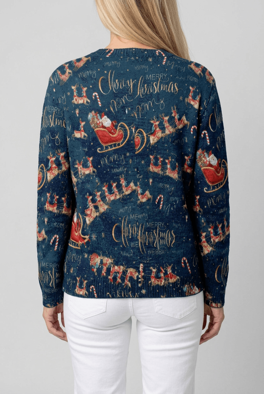 Women's Christmas Cardigan | Santa Sleigh Print