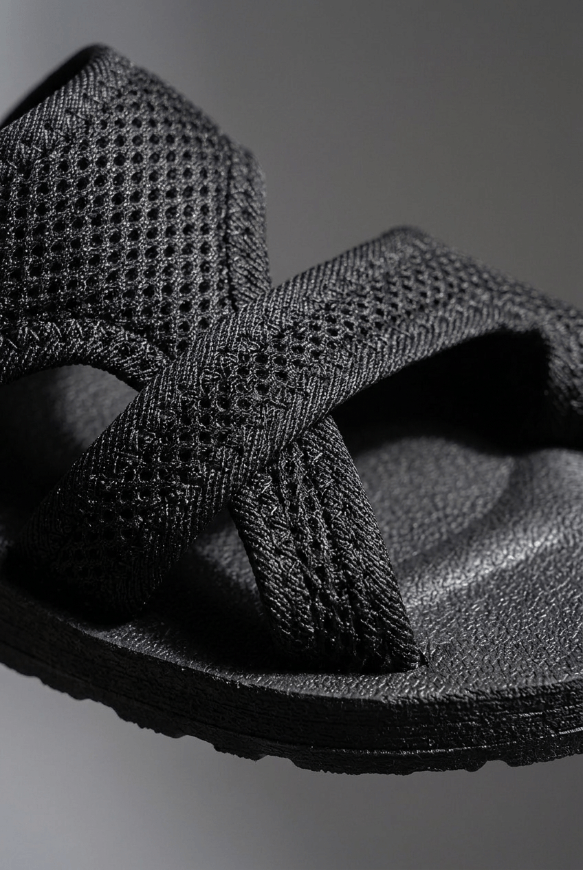 Women's Flat Slides | Open Toe, Crossover Mesh Straps & Cushioned Sole
