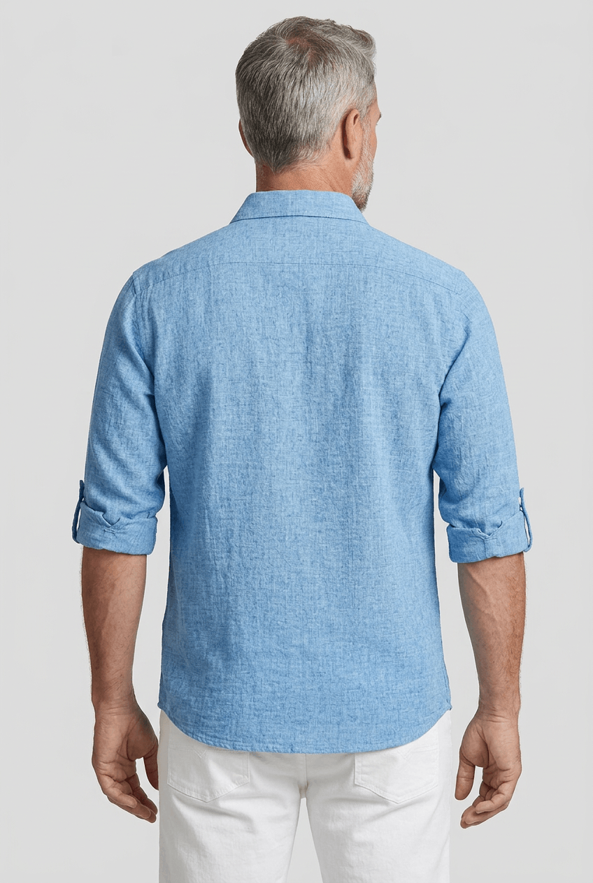 Men's Shirt | Half Placket & Roll-Up Sleeves