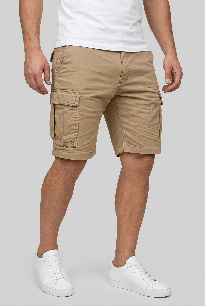 Men's Cargo Shorts | Slim Fit, Flap Pockets & Turn-Up Hem
