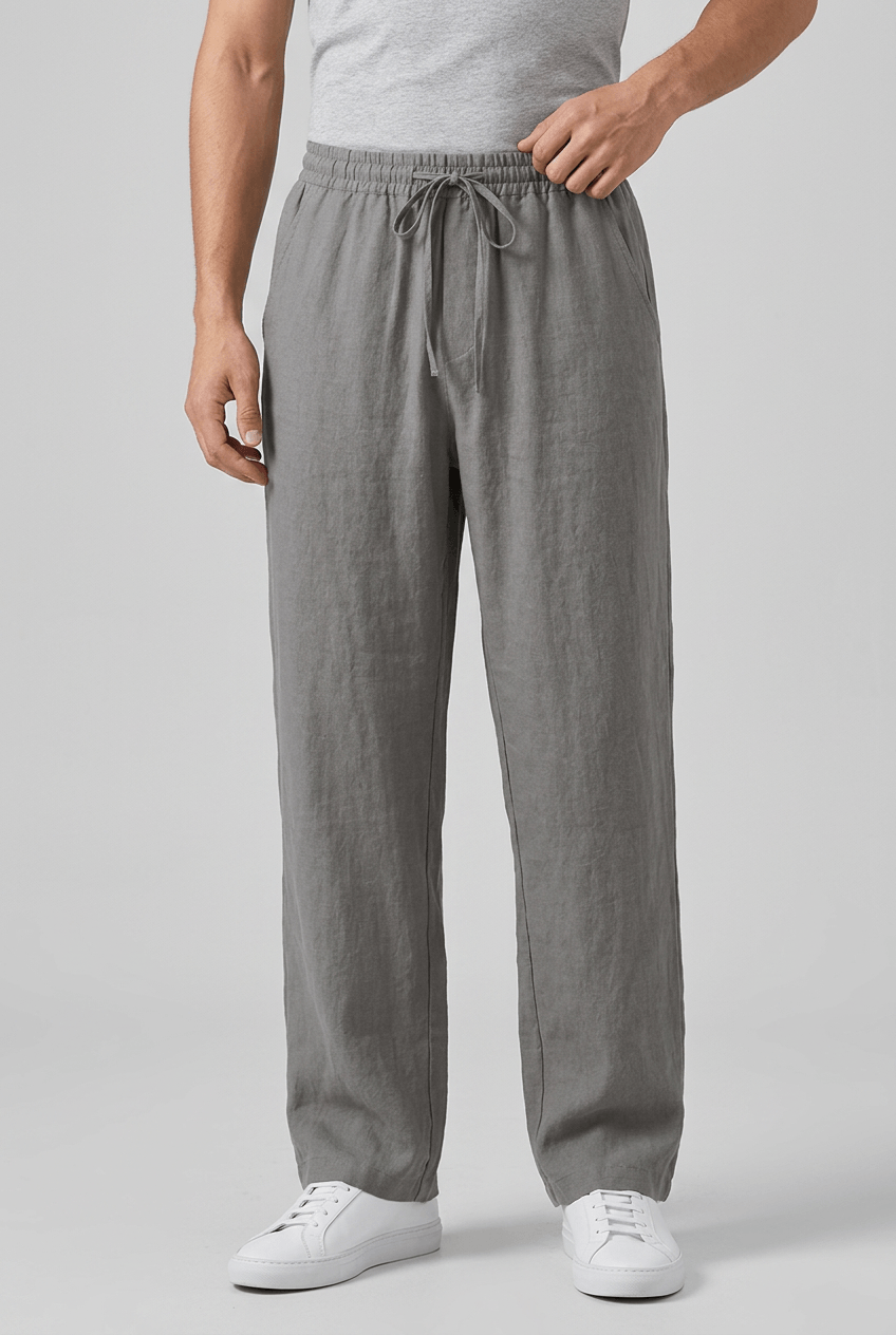 Men's Relaxed Fit Trousers | Elasticated Drawstring Waist & Side Pockets