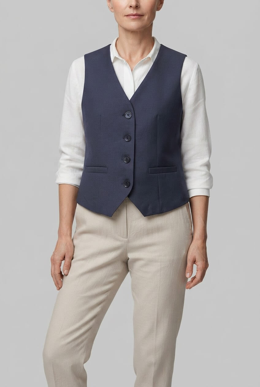 Women's Fitted Tailored Vest | Flap Pocket Front