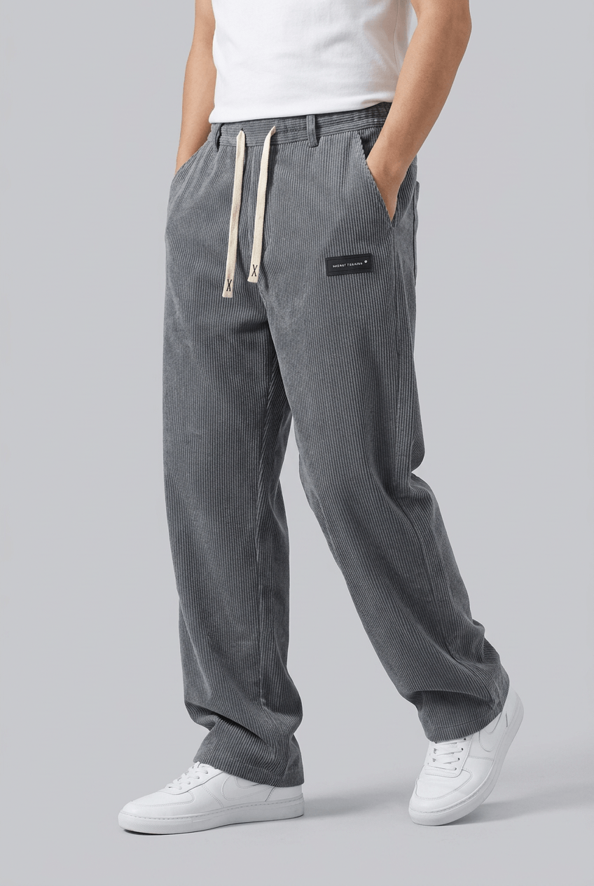 Men's Corduroy Wide Leg Trousers | Drawstring Waist