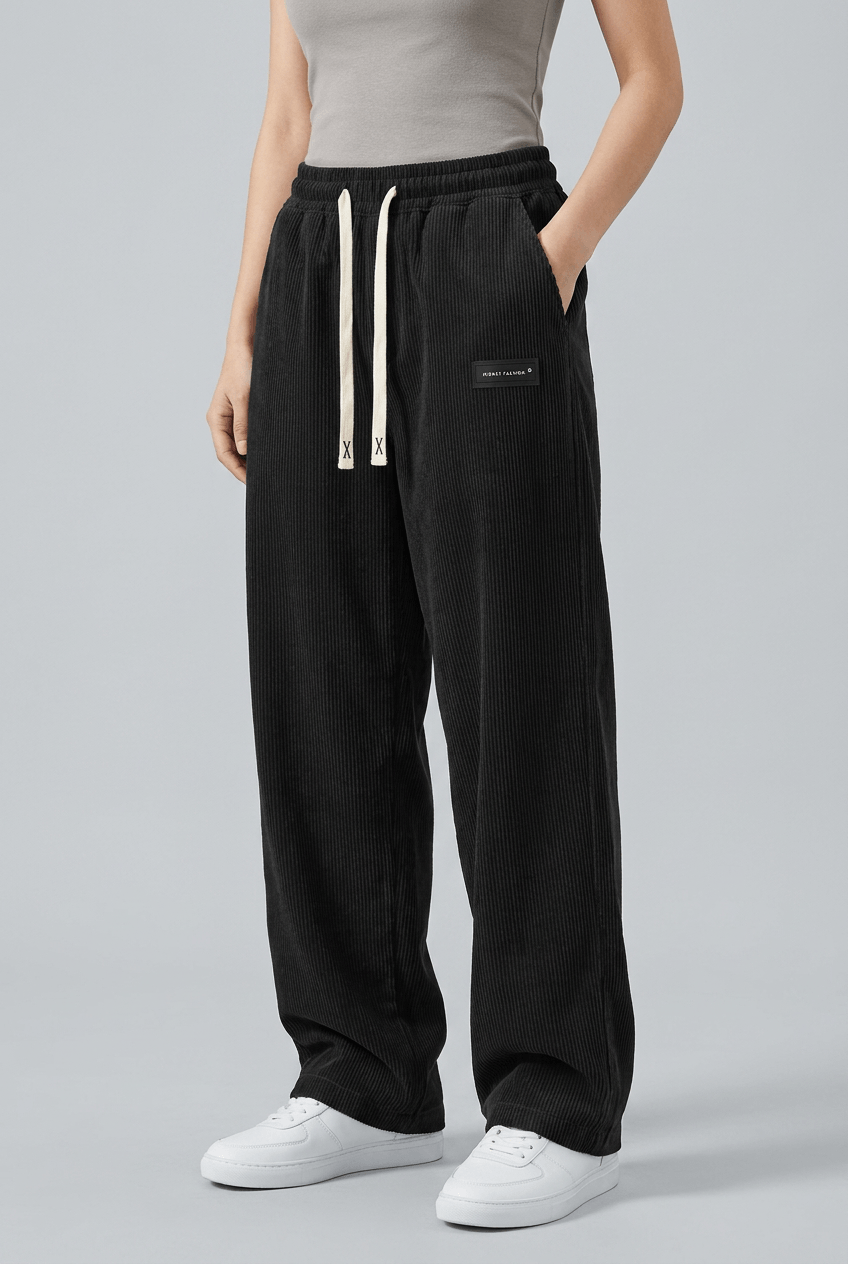 Men's Corduroy Wide Leg Trousers | Drawstring Waist