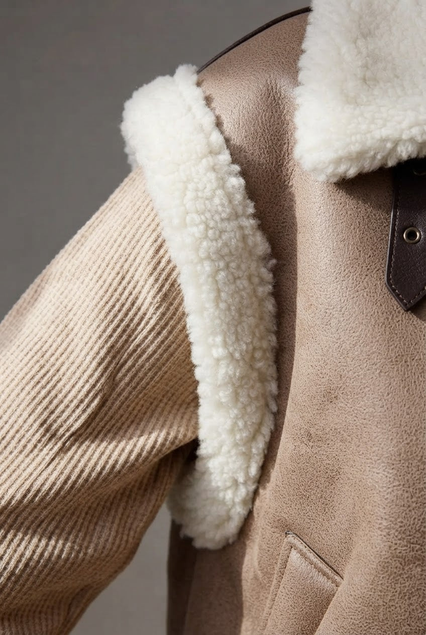 Women's Shearling-Trim Suede-Look Vest | Zip Front