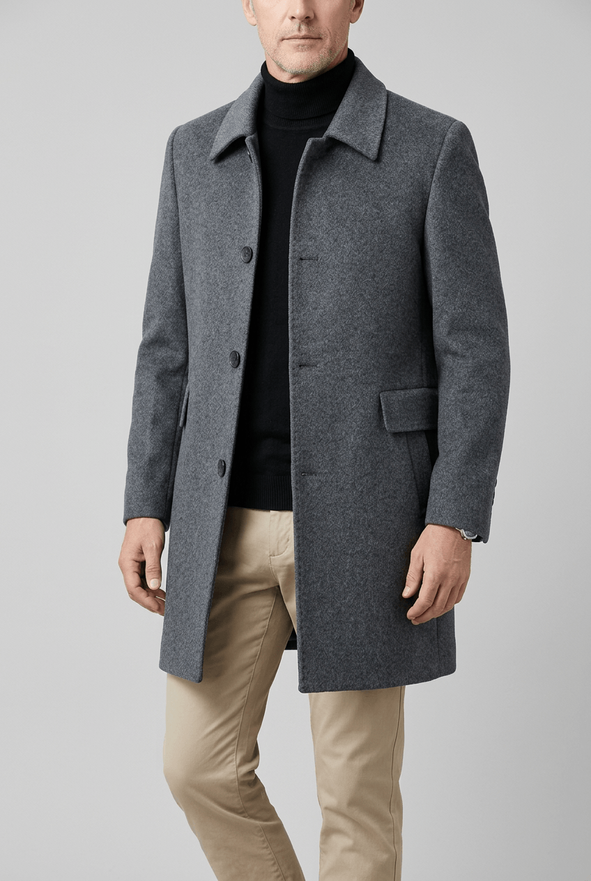 Men's Single-Breasted Coat | Side Pockets