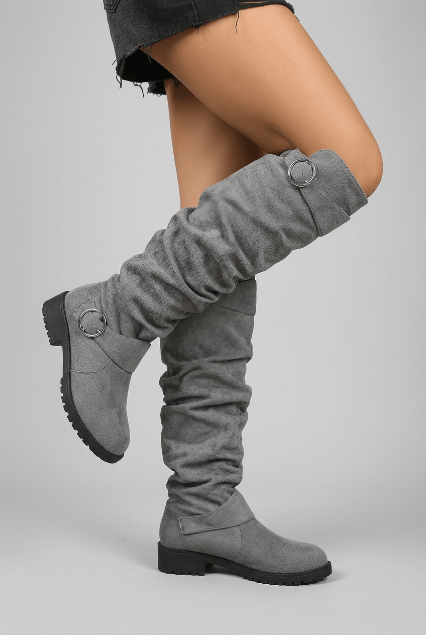 Women's Slouch Knee-High Boots | Buckle Detail