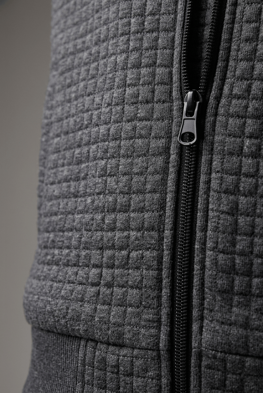Men's Zip-Up Bomber Jacket | Stand-Up Ribbed Collar and Sleeve Pocket
