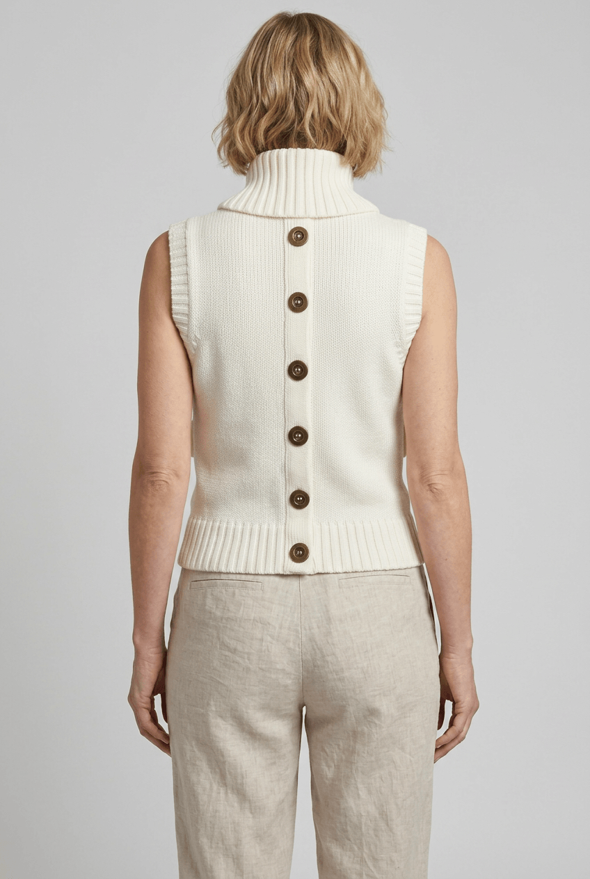 Women's Sweater Vest | High Collar & Zip Front