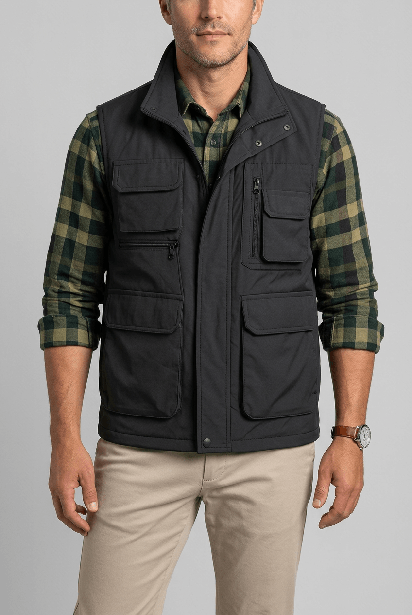 Men's Utility Gilet | Multiple Pockets and Stand Collar