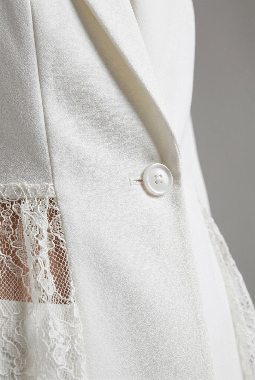 Women's Tailored Blazer | Lace Peplum Hem & Lace Cuff Detail