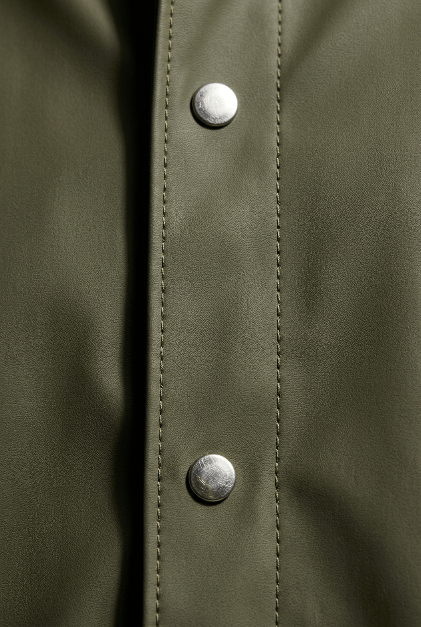 Men's Long Rain Jacket | Snap Button Front & Side Pockets