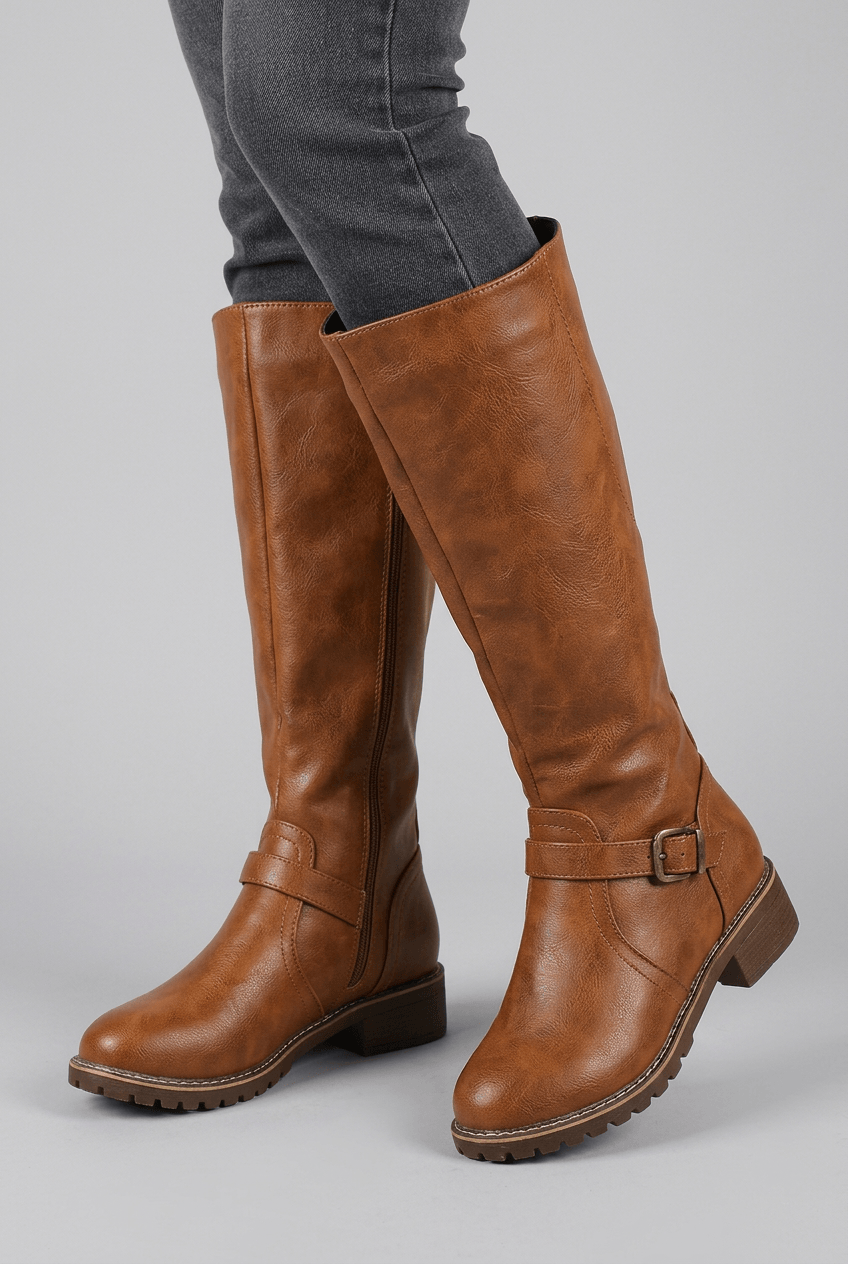 Women's Knee-High Riding Boots | Buckle Strap