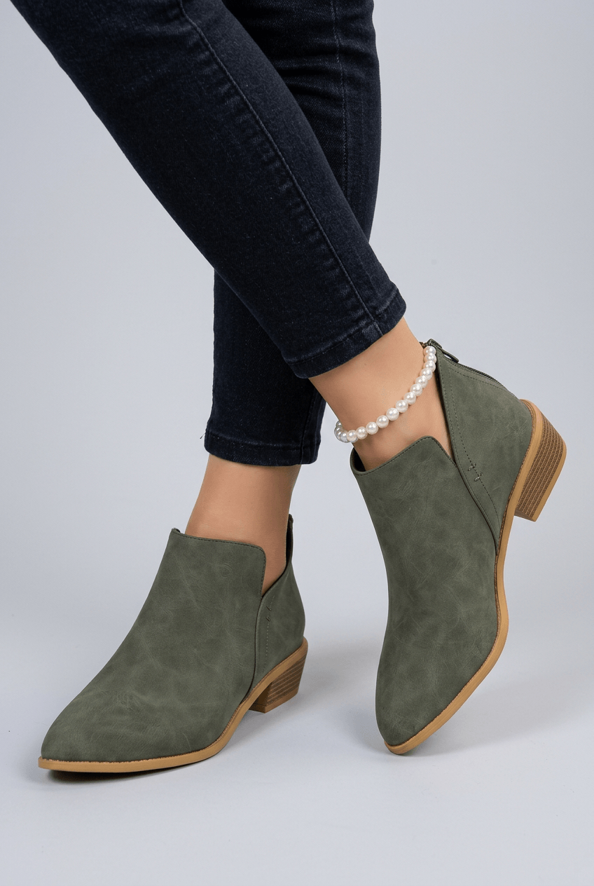 Women's Pointed Toe Ankle Boots | Block Heel