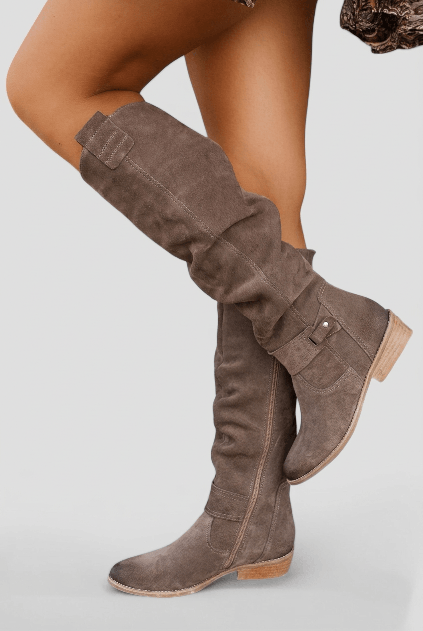 Women's Slim Knee High Boots | Low Block Heel