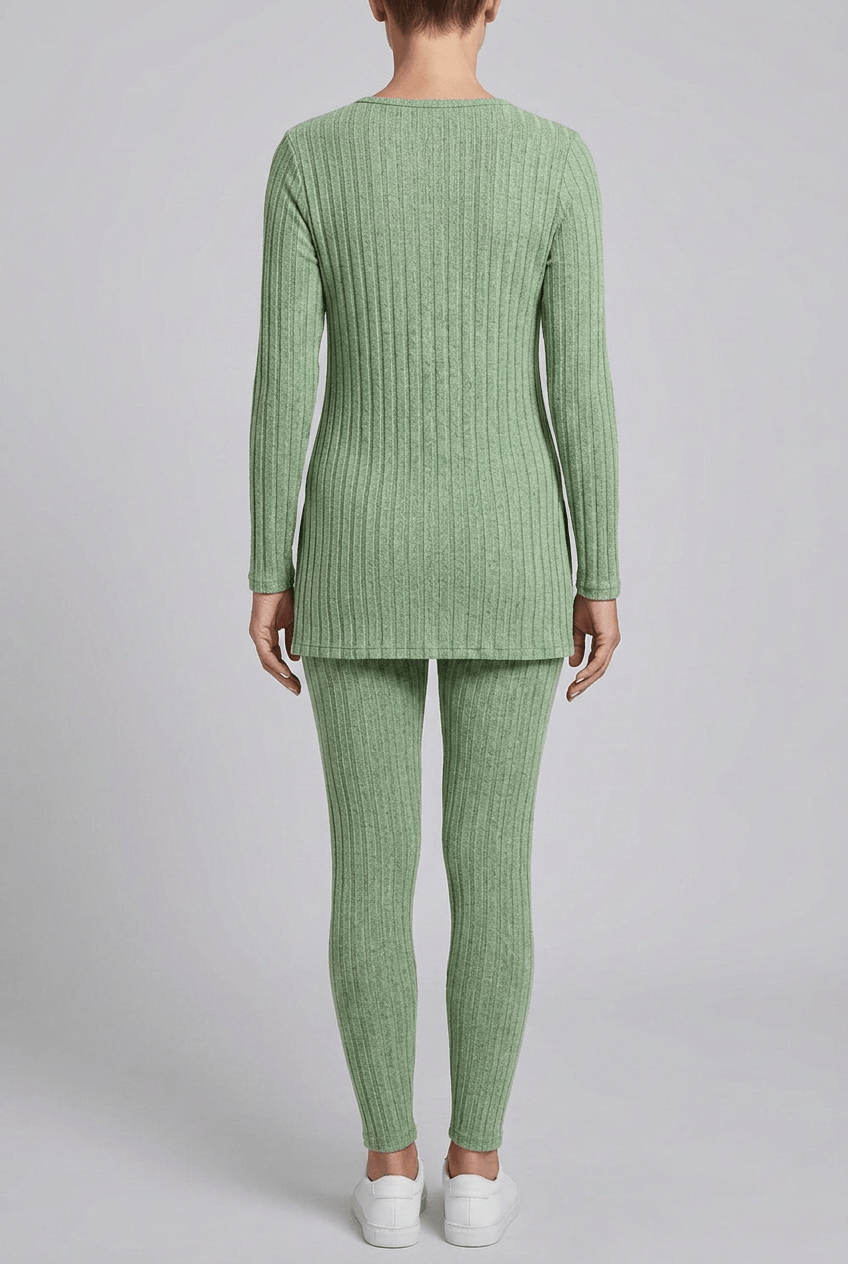Women's Ribbed Loungewear Set | Side Split Top and Leggings